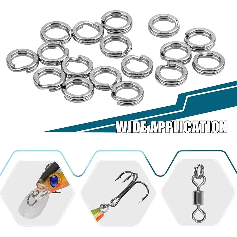 Fishing Stainless Steel Split Rings 5 Sizes High Strength Large tensile Force Fishing Loop Fishing Lure Connector 200/250PCS