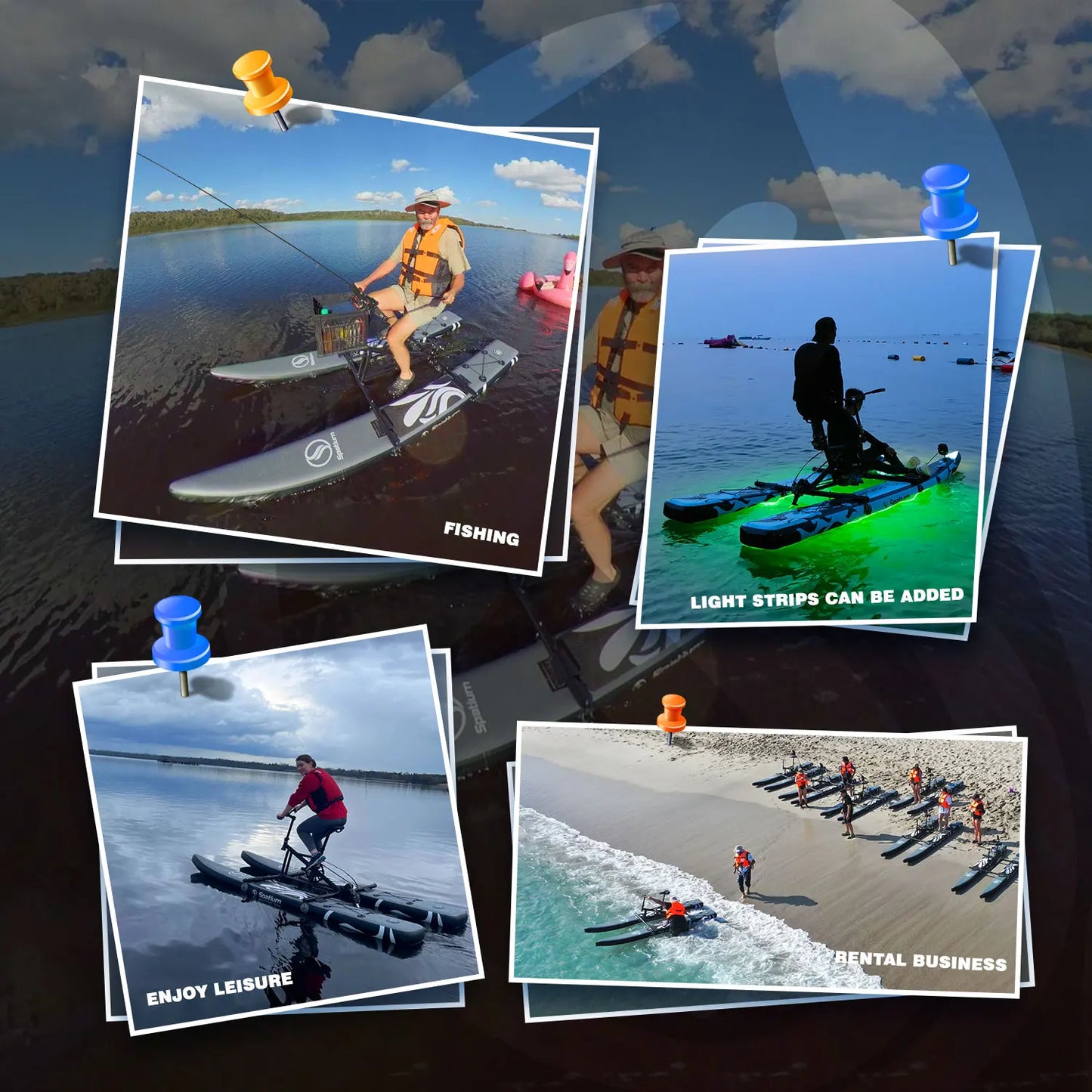 Spatium Sup Water Bike Inflatable Pedal Boat 2.0 Inflatable Pedal Kayak Water Bikes for Lake More Stable and Easy to Drive