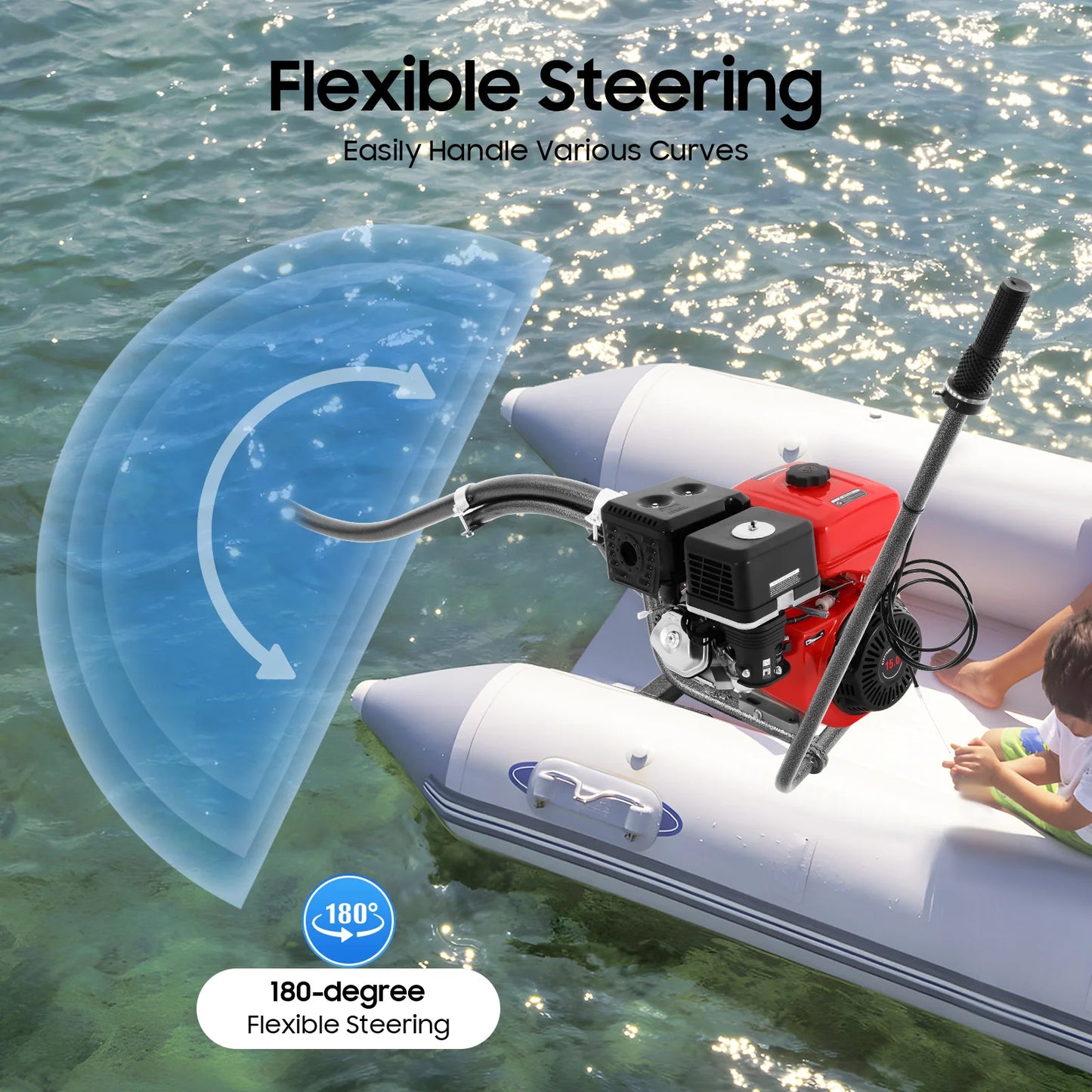 420cc Outboard Motor Fishing Boat Engine 9.0kW 3600rpm Four-stroke Outboard Engine for Small Boats of 9.84-19.69ft