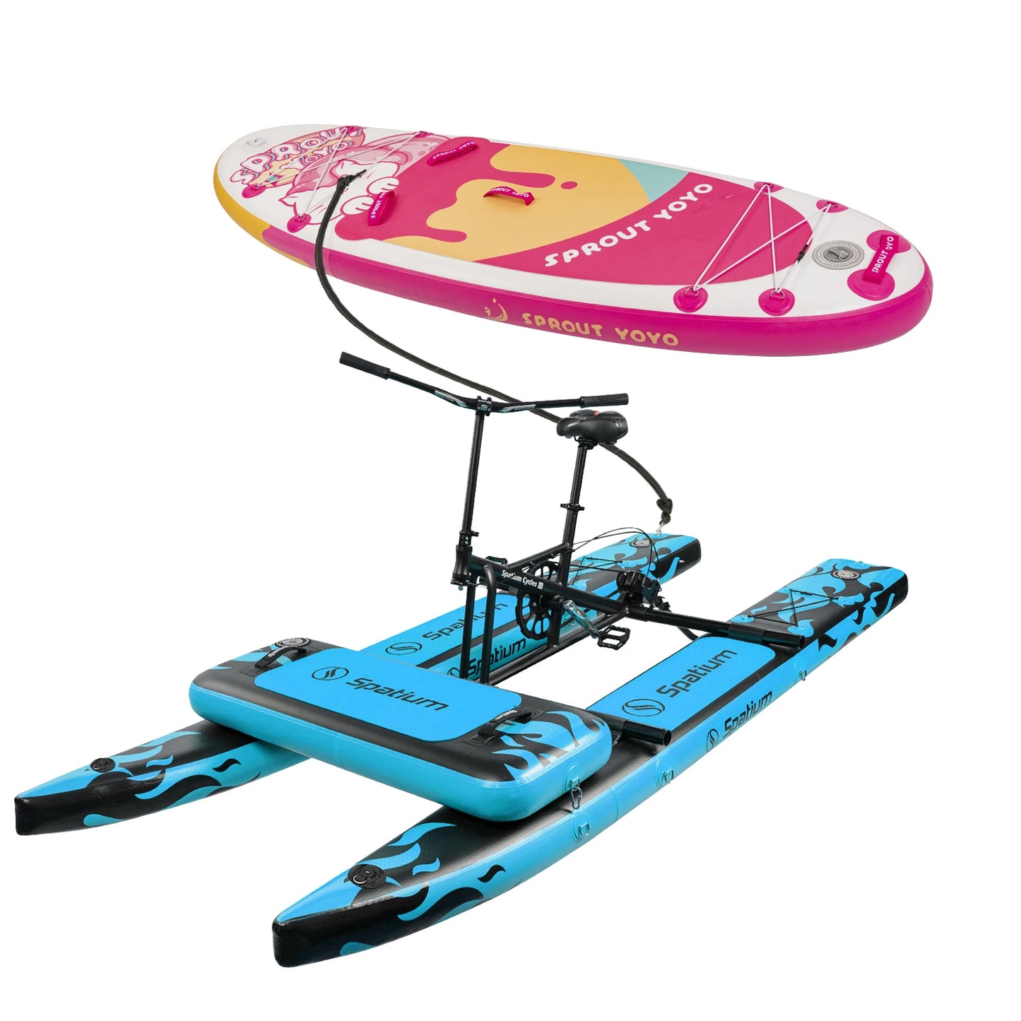 Spatium SUP Water Bikes, Inflatable Pedal Boat,Inflatable Fishing Boat Bundle with Paddle Board for Adults, Totally Two Products