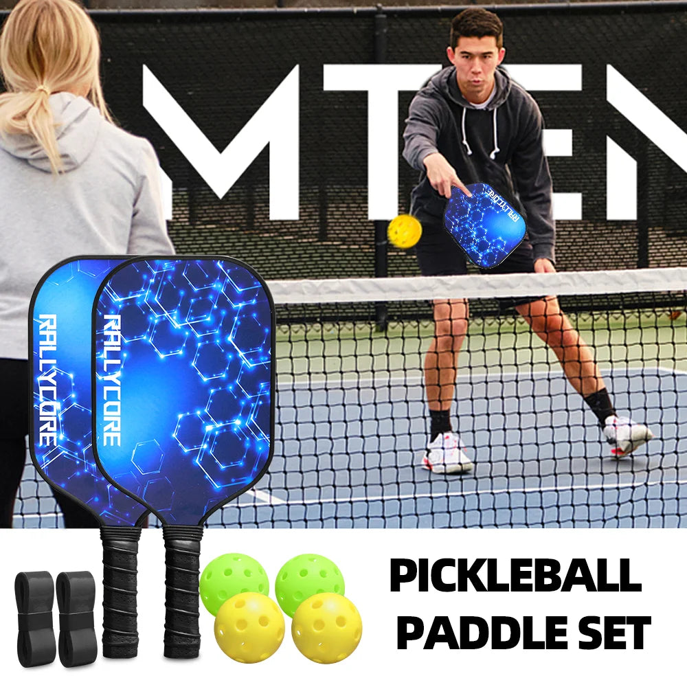 Premium Fiberglass Pickleball Paddles Set of 2 | High-Friction Surface Rackets for Enhanced Control - Perfect for Men & Women