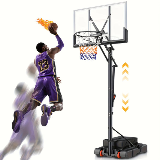 44 In. Stretch Portable Basketball Hoop & Goal With Quickly Height Adjusted 7.6 - 10 Ft. For Outdoor Indoor Court