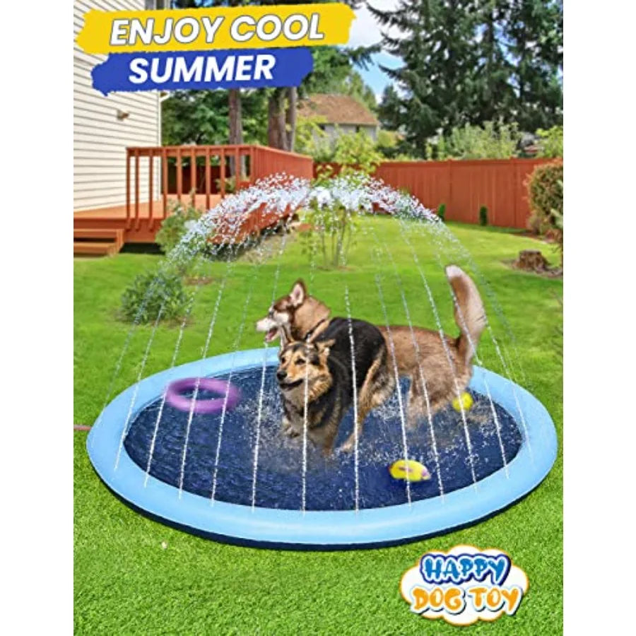 97inch Dog Splash Pad Non-SlipExtra Large Pet Dogs Cool Sprinkler Pool Heavy Duty XXL Splash Pads for Kiddie Baby Wading Pool S