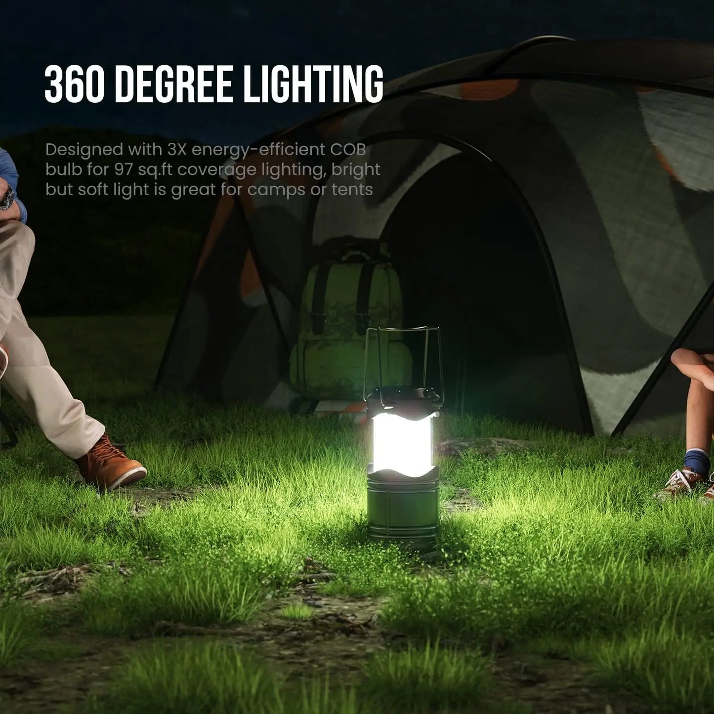 LED Solar Camping Lantern, USB Rechargeable Portable Hanging Light for Outdoor, Emergency, Home Use