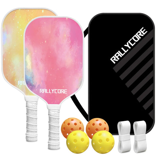 Pickleball Paddles Set of 2 with 4 Balls & Carry Bag Premium Honeycomb Core Paddles for Indoor Outdoor Play Complete Gift Kit