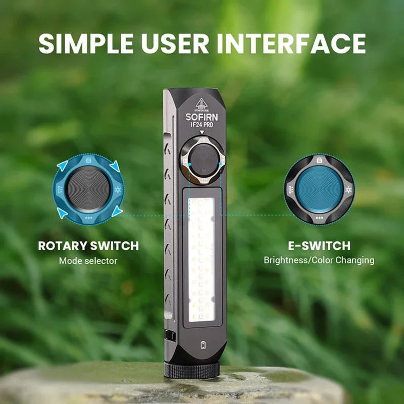 Sofirn IF24 PRO RGB Flashlight 18650 Rechargeable SFT40 1800lm Buck driver Flood Spot with Magnetic