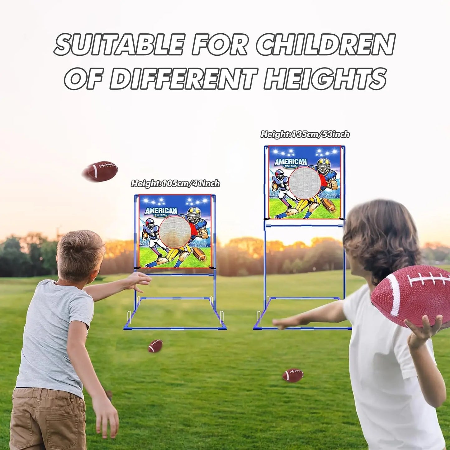 VATOS Rugby US Football Toss Target Games with 4 Inflatable Footballs Indoor Outdoor Sport Toy for Kids Passing Targets Game