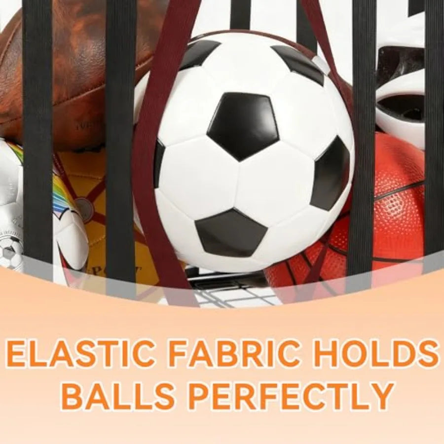 Sports Equipment Garage OrganizerSports Ball Organizer with Basket Hooks and Wheels Ball Storage Rack for Football Basketball S