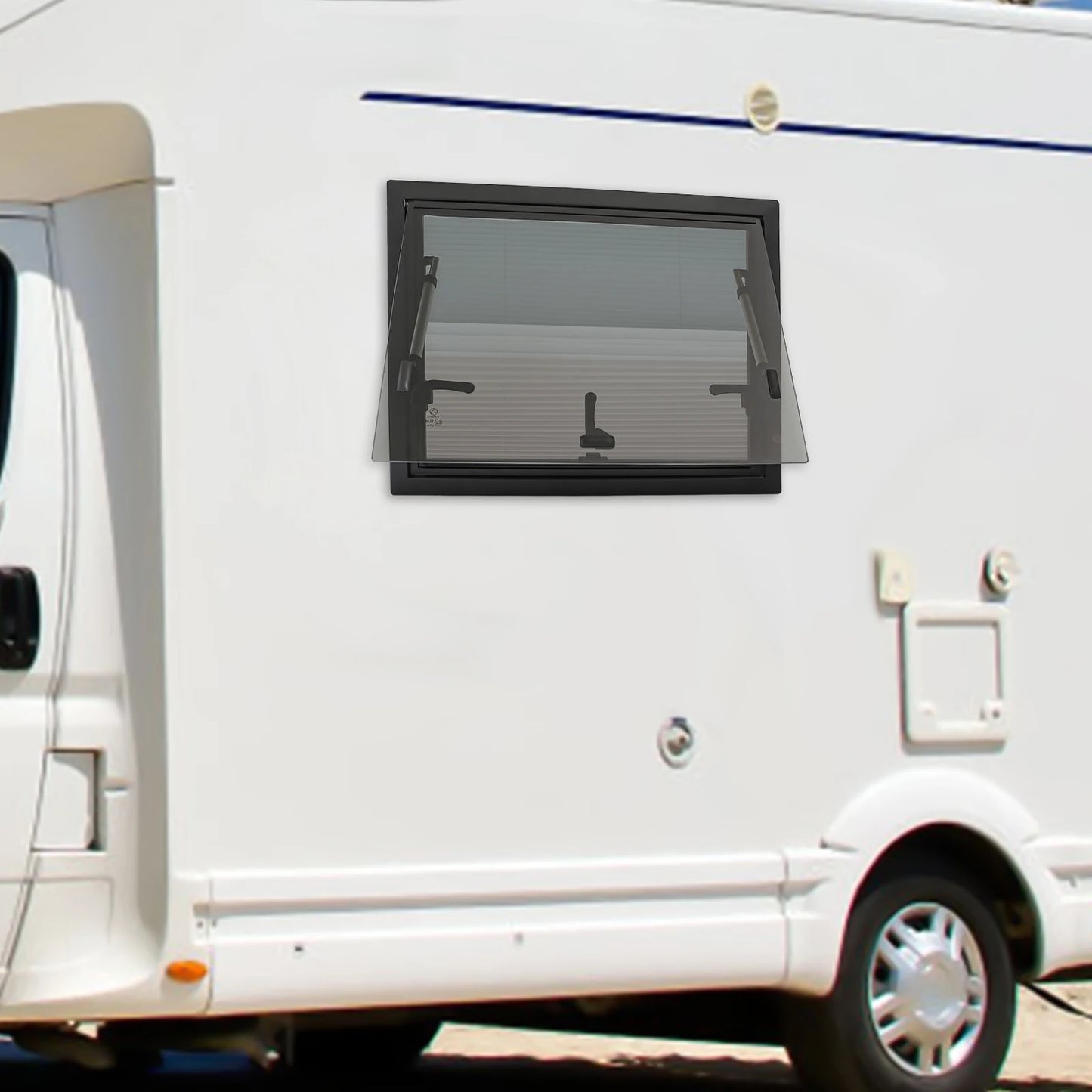 RV Push-Out Window with Screen, Tempered Glass, Aluminum Alloy Frame for Trailers, RVs, and Pickup Trucks
