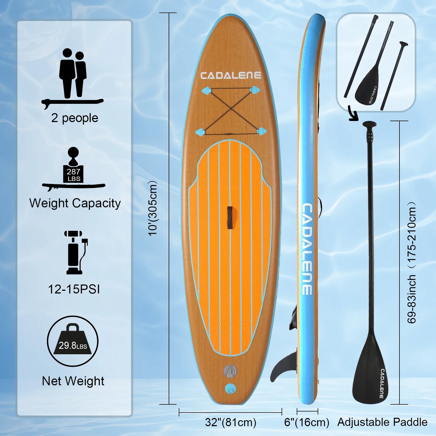 CADALENE Inflatable Stand Up Paddle Board, Durable, Lightweight SUP PaddleBoards for Youth & Adults
