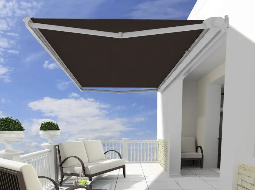 Outdoor Patio Sun Shades Electric Awnings Retractable Canvas Full Box Awning Foldable Arm Polyester Fabric for Restaurants Cafes