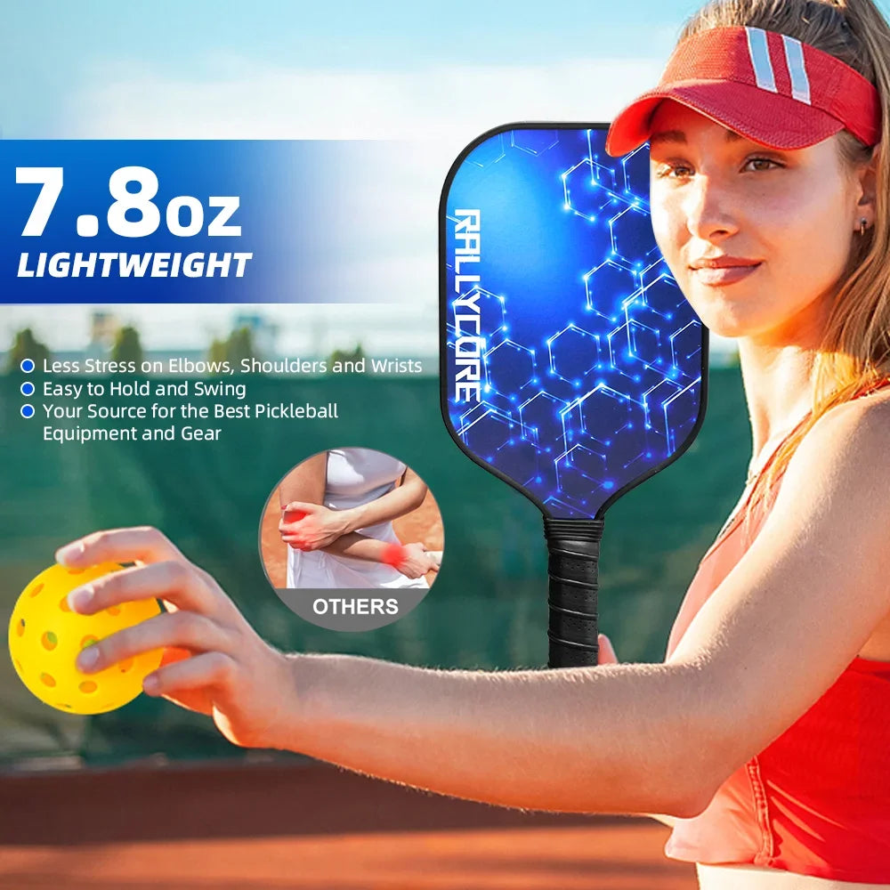 Premium Fiberglass Pickleball Paddles Set of 2 | High-Friction Surface Rackets for Enhanced Control - Perfect for Men & Women