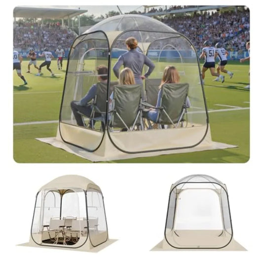 Pop up Sports Tent, Clear Bubble Tent for 2-4 Person, Waterproof Outdoor Pod with Floor Mat & Top Cover, Garden Dome Tents Campi