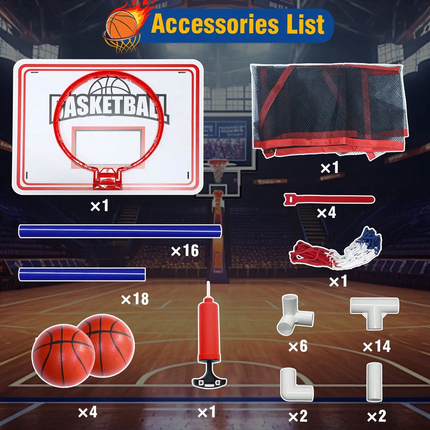 Kids Basketball Game Set With 4 Balls, Adjustable Toy Game Sport With Storage For 3 To 6 Years Old, Kids Basketball Hoop