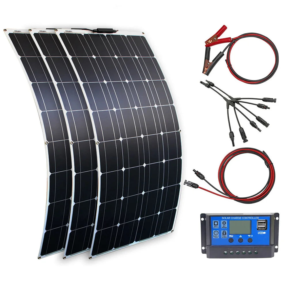 DGSUNLIGHT 100w 200w 12v portable Solar Panel Flexible 18V 800W plate CELLS Monocrystalline silicon