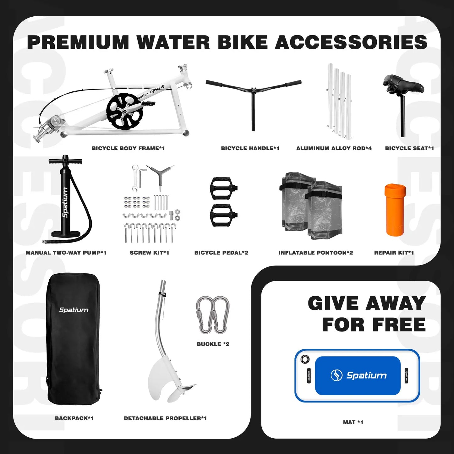 Spatium SUP Water Bikes, Inflatable Pedal Boat,Inflatable Fishing Boat Bundle with Paddle Board for Adults, Totally Two Products