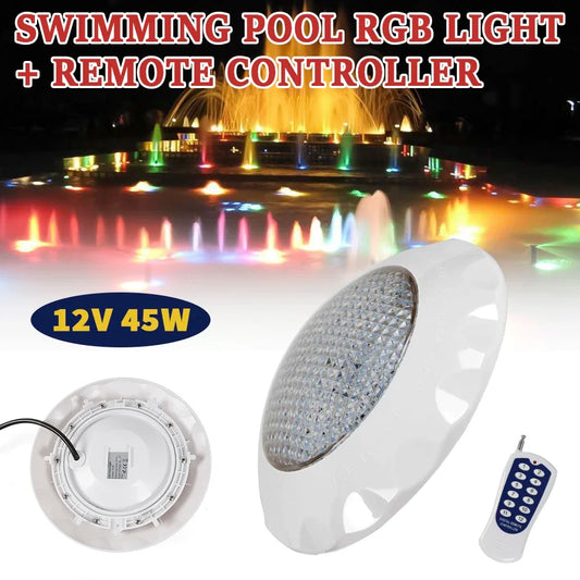 Durable RGB Pool Lights with 2835 Light Beads, 45W LED, 3000LM Brightness, Long-lasting, Compact, Ideal for Home Pool and