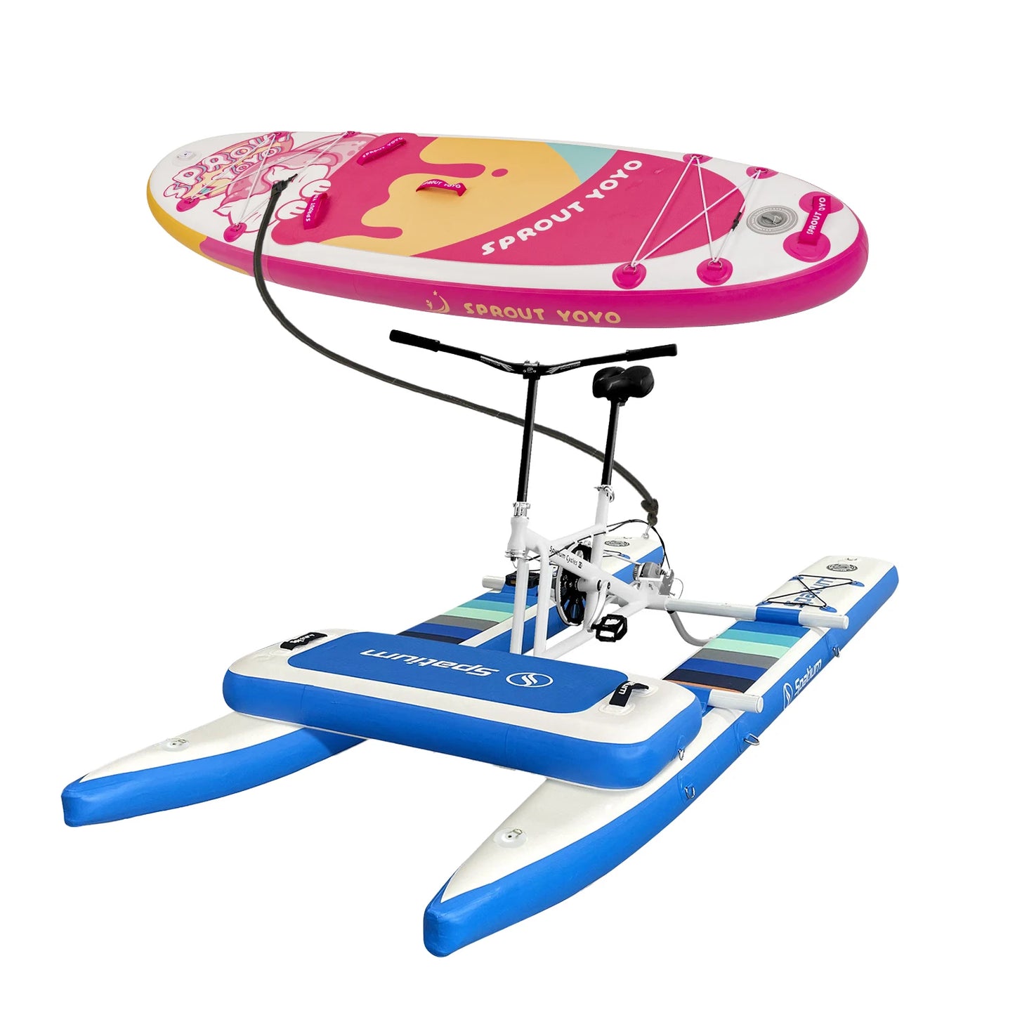 Spatium SUP Water Bikes, Inflatable Pedal Boat,Inflatable Fishing Boat Bundle with Paddle Board for Adults, Totally Two Products