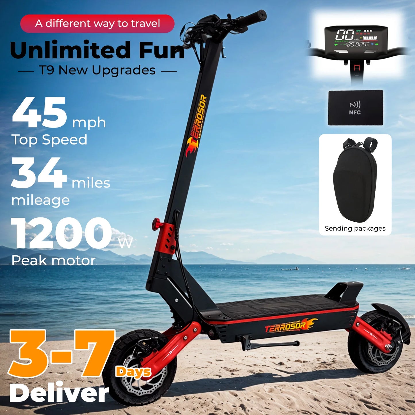 Electric Scooter for Adults, 1200WMotor Fast E Scooter, 11" Off-Road Tires, Up to 28 MPH Top Speed & 20 Miles Long Range, Dual B