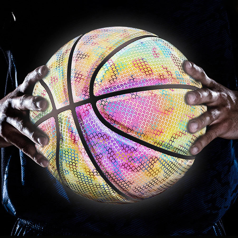PU Luminous Basketball Bright Reflective Night Game Street PU Glowing Basketball for Outdoor Playing Equipment