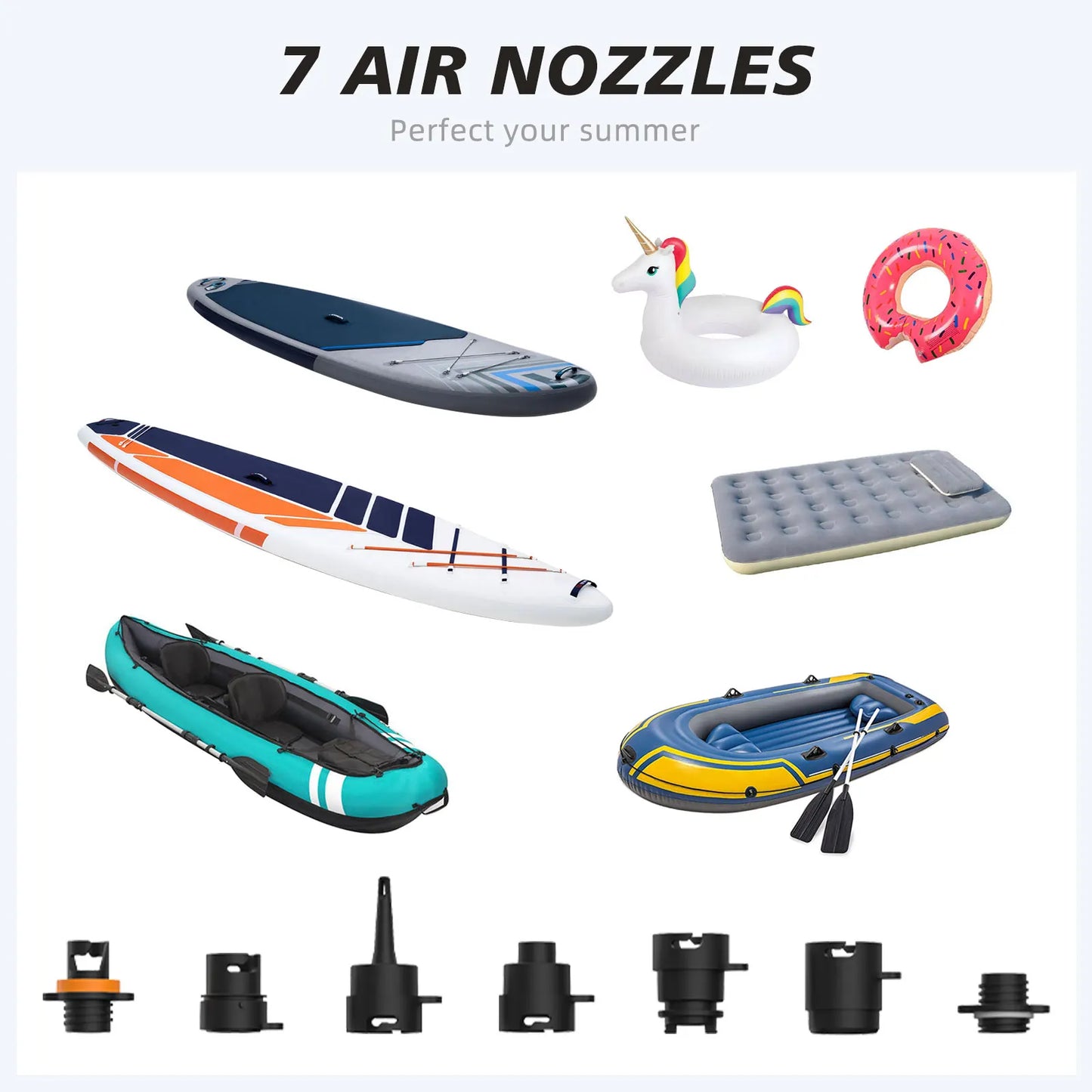 AIRBANK SUP Electric Air Pump with Battery 7800 mAh 20 PSI Max Rechargeable 12 V DC Car Connection Pump for Boards, Surf Kite