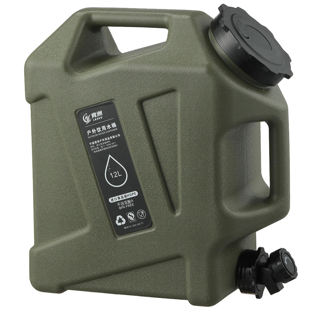 12L Camping Water Container No Leakage Emergency Water Can BPA Free Large Capacity Outdoor Hiking Accessories