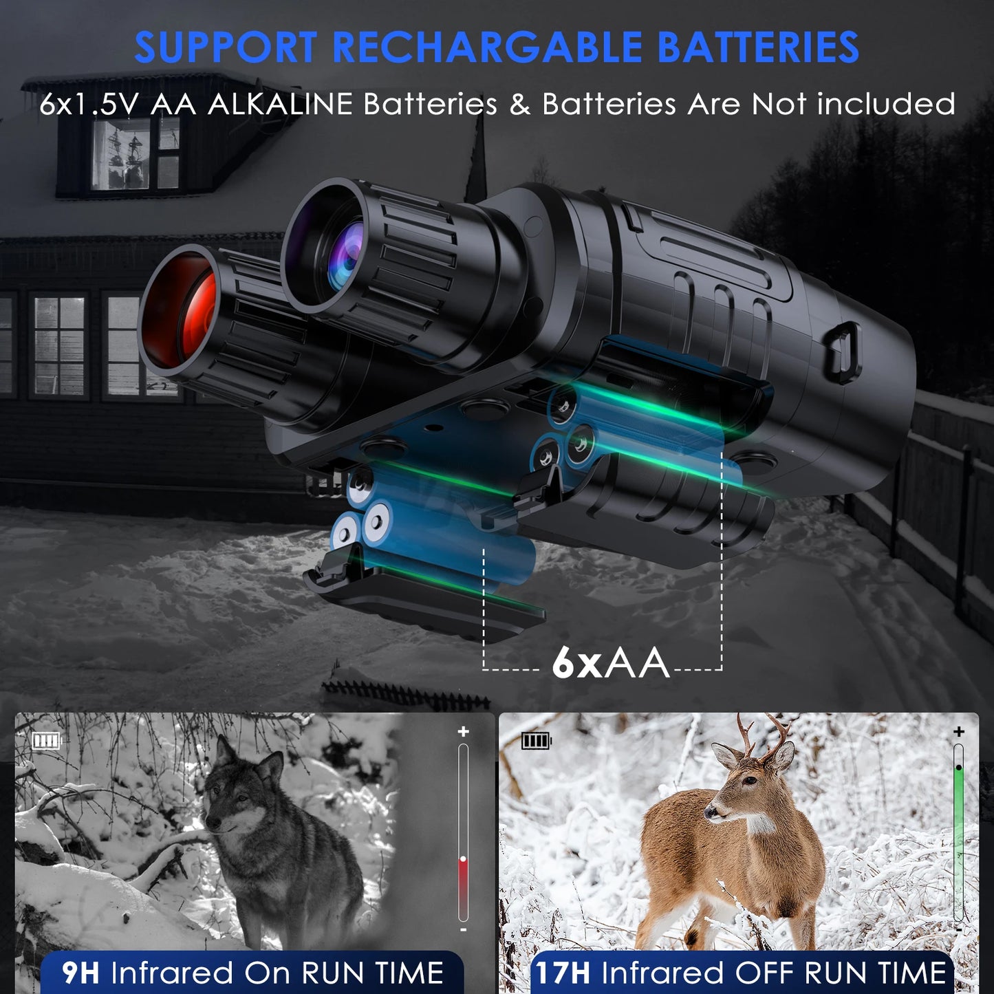 Night Vision Binoculars 4X Digital Zoom 7 Levels Infrared Goggles 2.3" Screen Telescope 300 Meters For Hunting Camping Boating