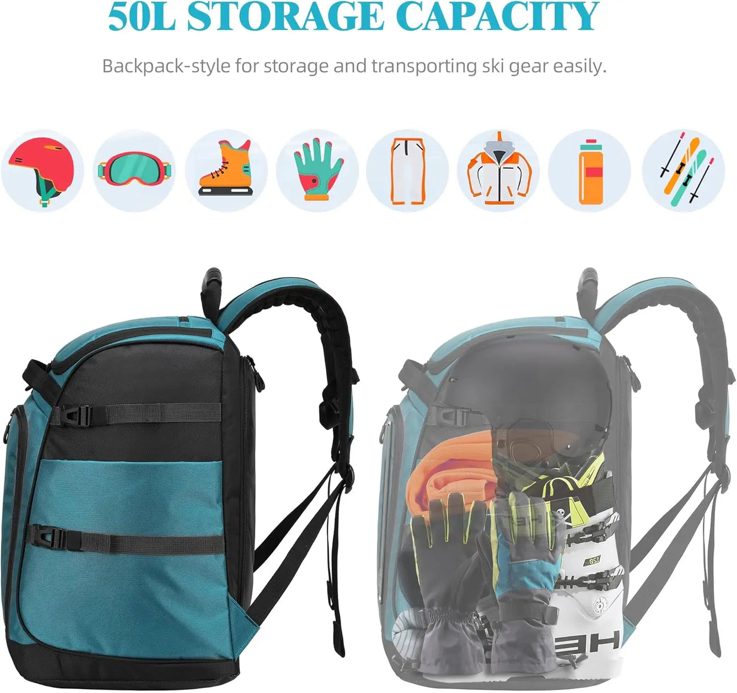 Ski Snowboard Boot Bag for Gear Storage & Transport – Jacket, Helmet, Goggles, Gloves