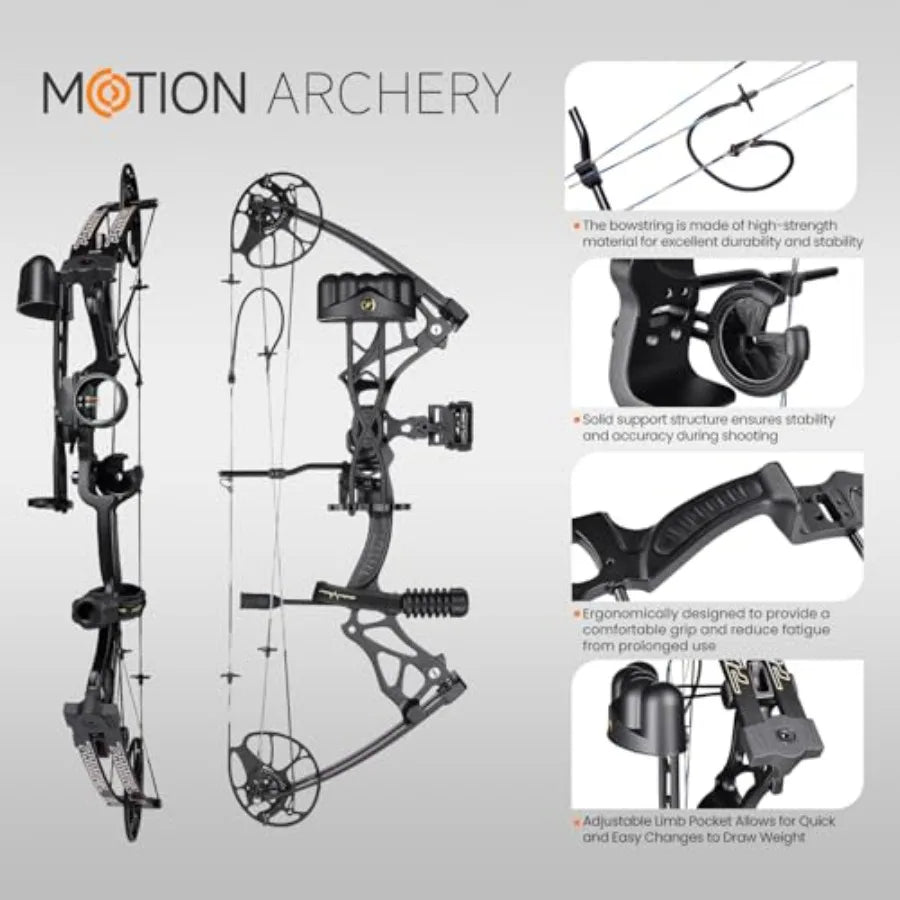 Lightweight Compound Bow Package Fully Adjustable for Adults and Teens23.531 Draw Length 070LBS Draw Weight Up to 320 FPS Limbs