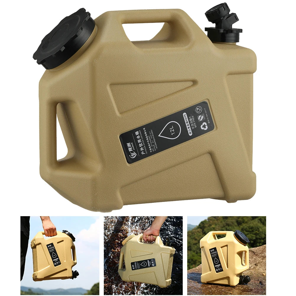 12L Camping Water Container No Leakage Emergency Water Can BPA Free Large Capacity Outdoor Hiking Accessories