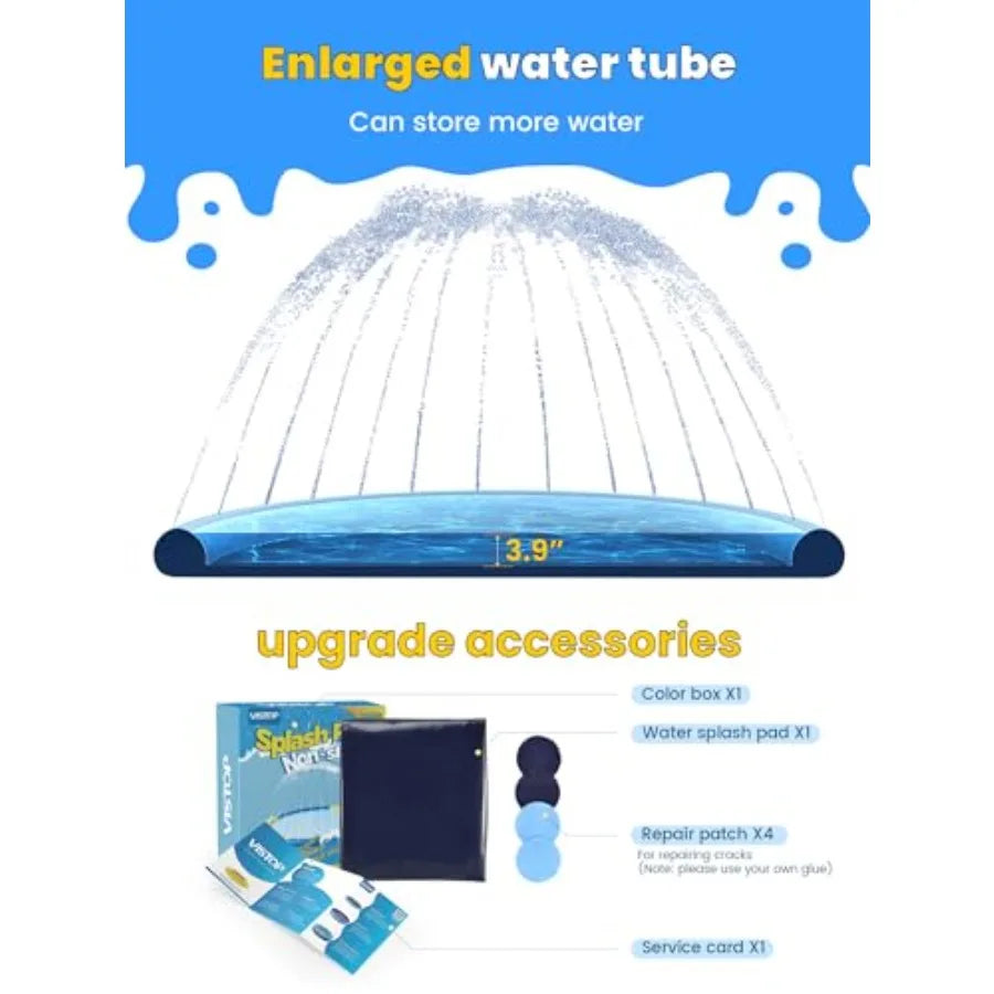Non-Slip Splash Pad for and Dog Thicken Sprinkler Pool Summer Outdoor Water Toys - Fun Backyard Fountain Play Mat for Girls Boy