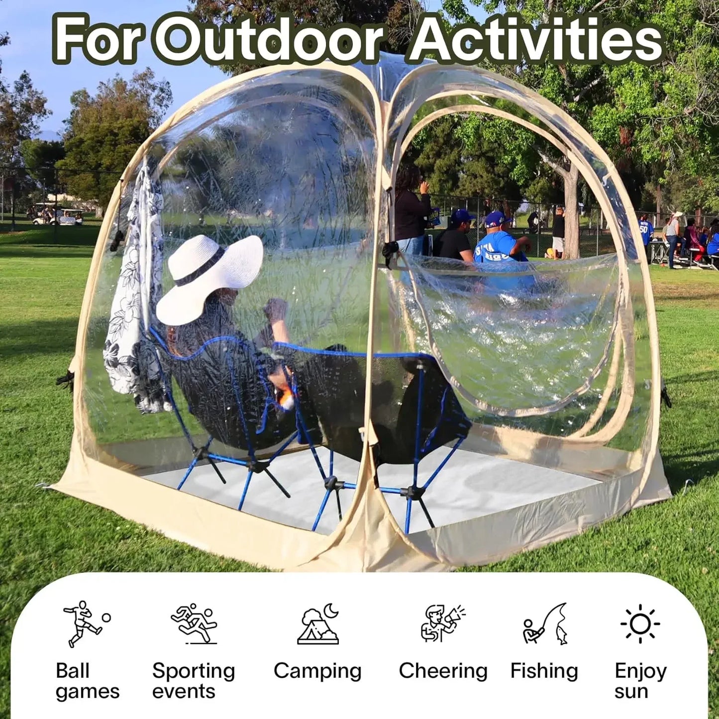 EighteenTek Pod All Weather Sports Tent with Attached Floor, Instant Outdoor Bubble Tent, Rainproof Camping Sun Shelter
