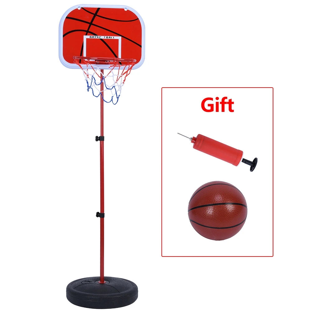 Basketball Stand System with Deflated Ball 63cm to 150cm Height Adjustable Basketball System Hoop Backboard Net Kit for Children
