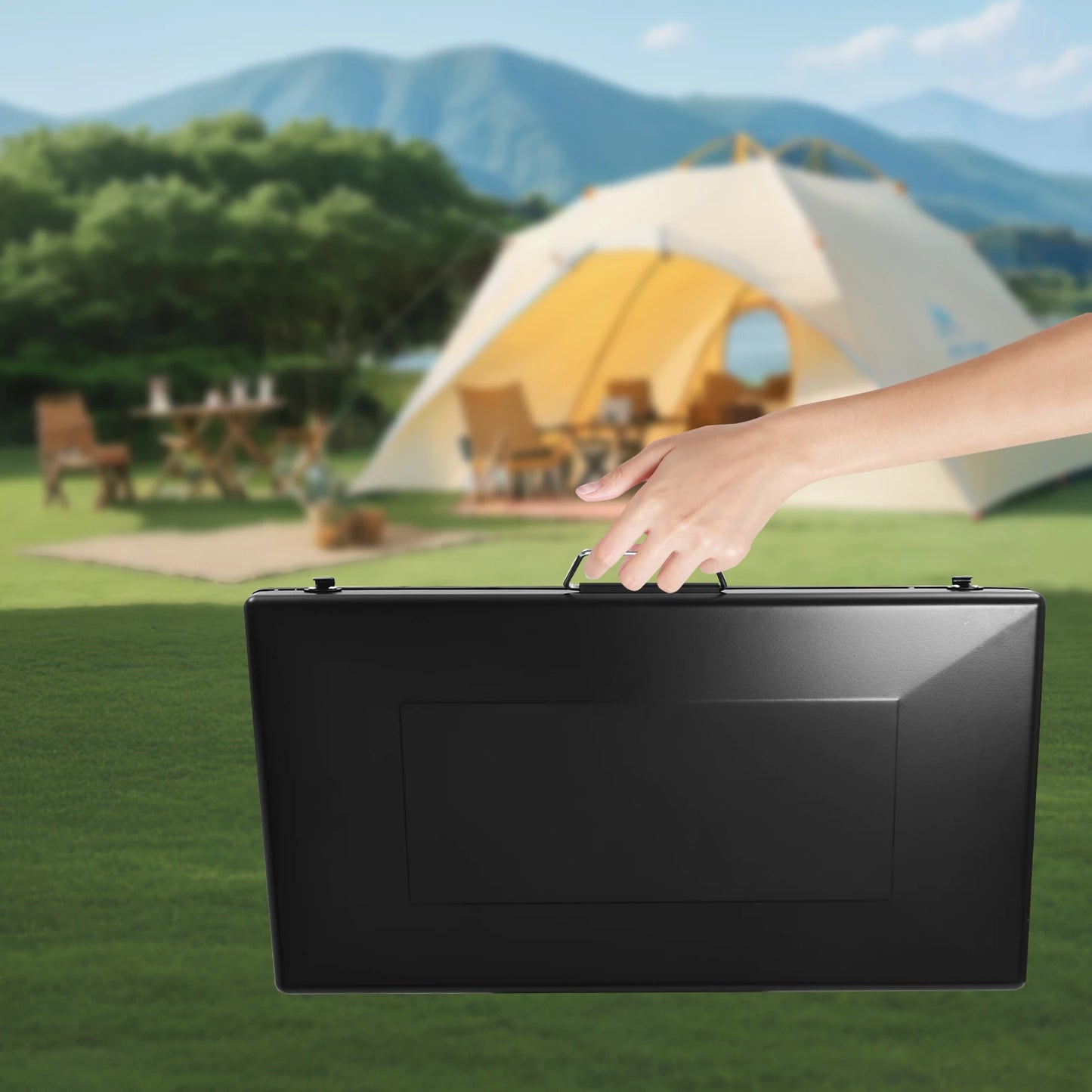 Portable Camping Stove 4.5KW Total Power 3 Burners Foldable Design Piezo Ignition Wind Shield Lid Detachable Grid Lightweight