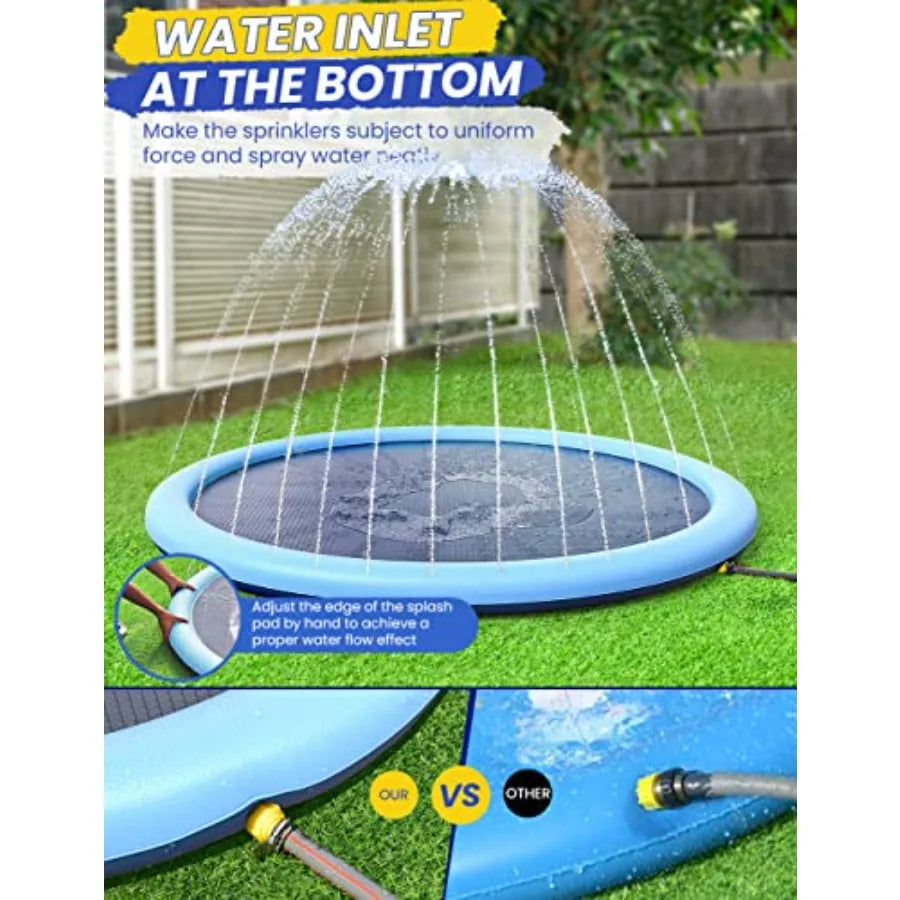 97inch Dog Splash Pad Non-SlipExtra Large Pet Dogs Cool Sprinkler Pool Heavy Duty XXL Splash Pads for Kiddie Baby Wading Pool S