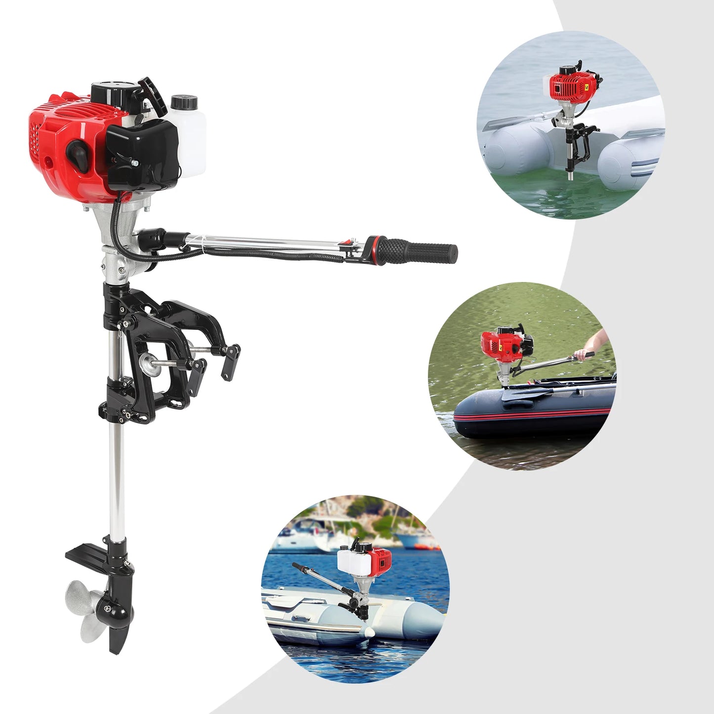 2 Stroke 6 HP 63CC Air-cooled Gasoline Outboard Motor Fishing Engine for Fishing Boat with Outboard Motor Shaft