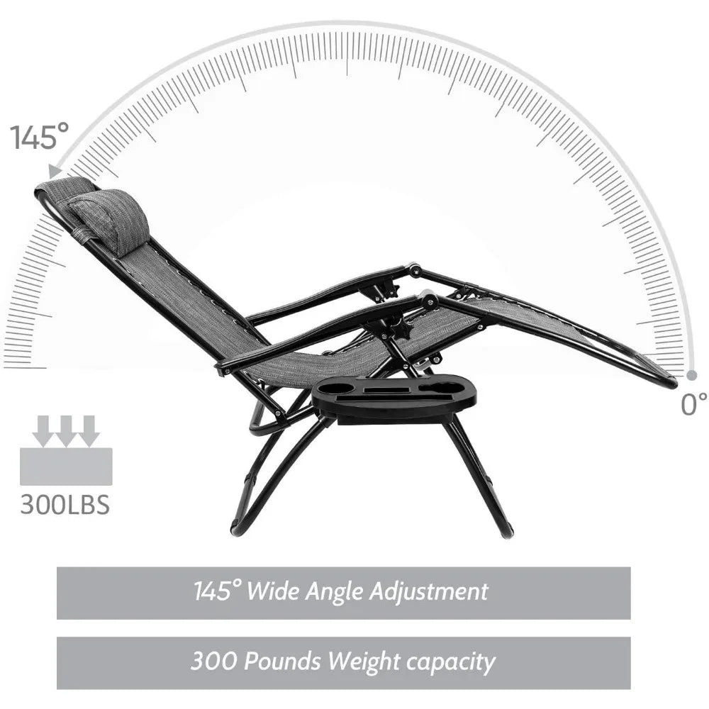 Flamaker Patio Zero Gravity Chair Outdoor Folding Lounge Chair Recliners Adjustable Lawn Lounge Chair with Pillow for Poolside