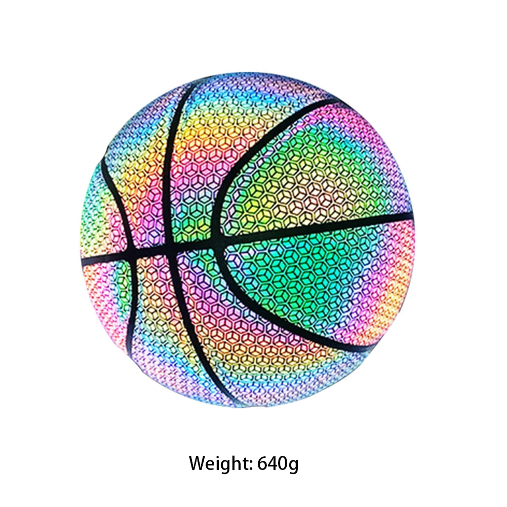 PU Luminous Basketball Bright Reflective Night Game Street PU Glowing Basketball for Outdoor Playing Equipment