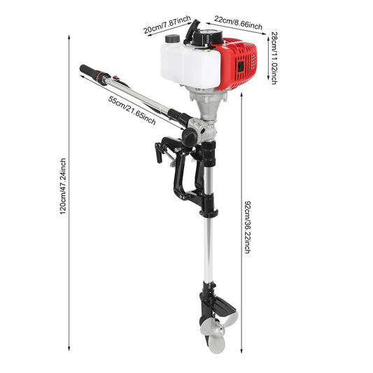2 Stroke 6 HP 63CC Air-cooled Gasoline Outboard Motor Fishing Engine for Fishing Boat with Outboard Motor Shaft