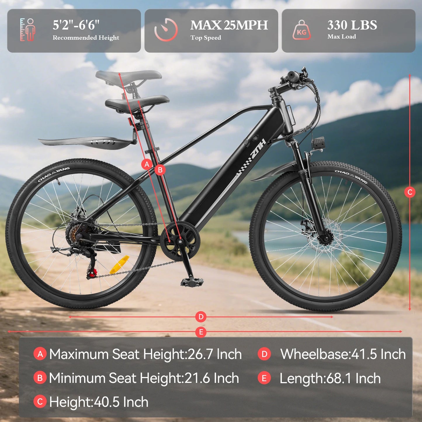ZNH Electric Bicycle for Adults,1000W Peak Motor,48V Removable Battery,20MPH,26" Tire Electric Bike,7-Speed,50 Miles E-bike
