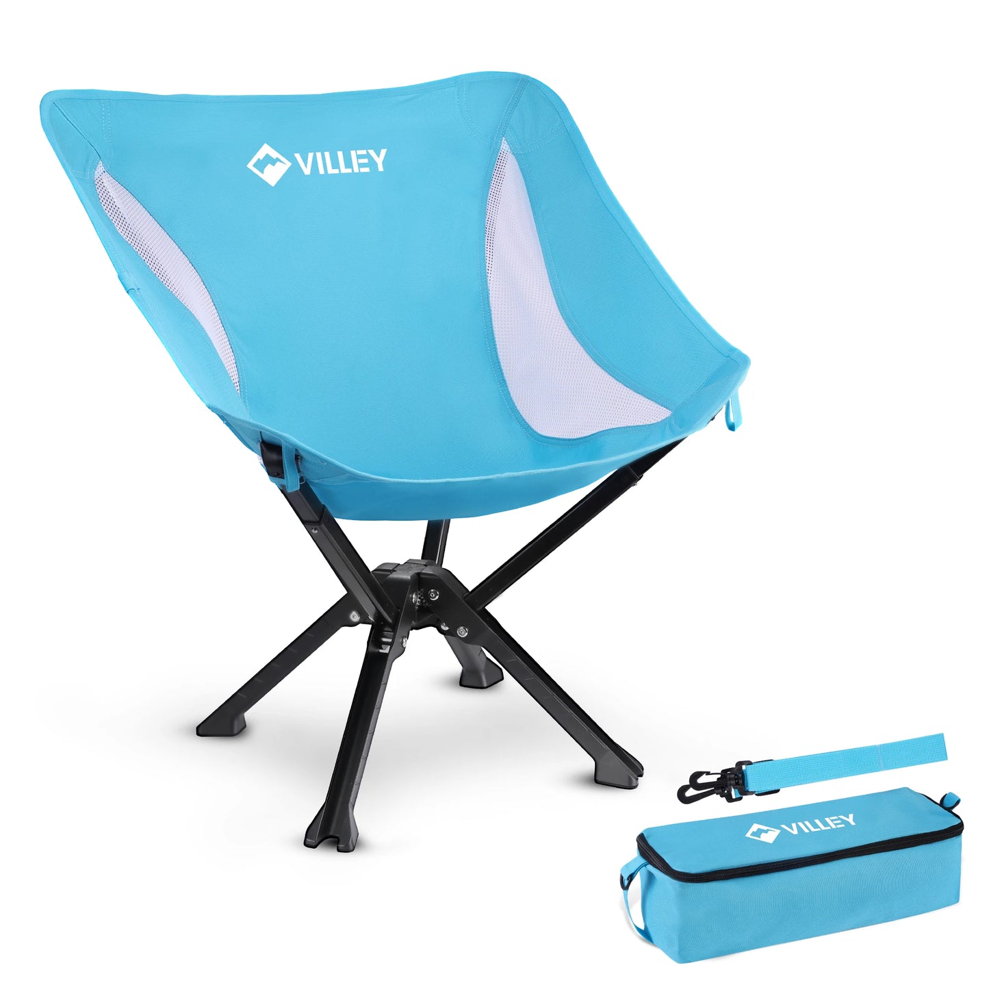 VILLEY Portable Folding Chair Lightweight Camping Chair No Assembly Needed, Quick Setup for Beach, Hiking, Supports 330 LBS