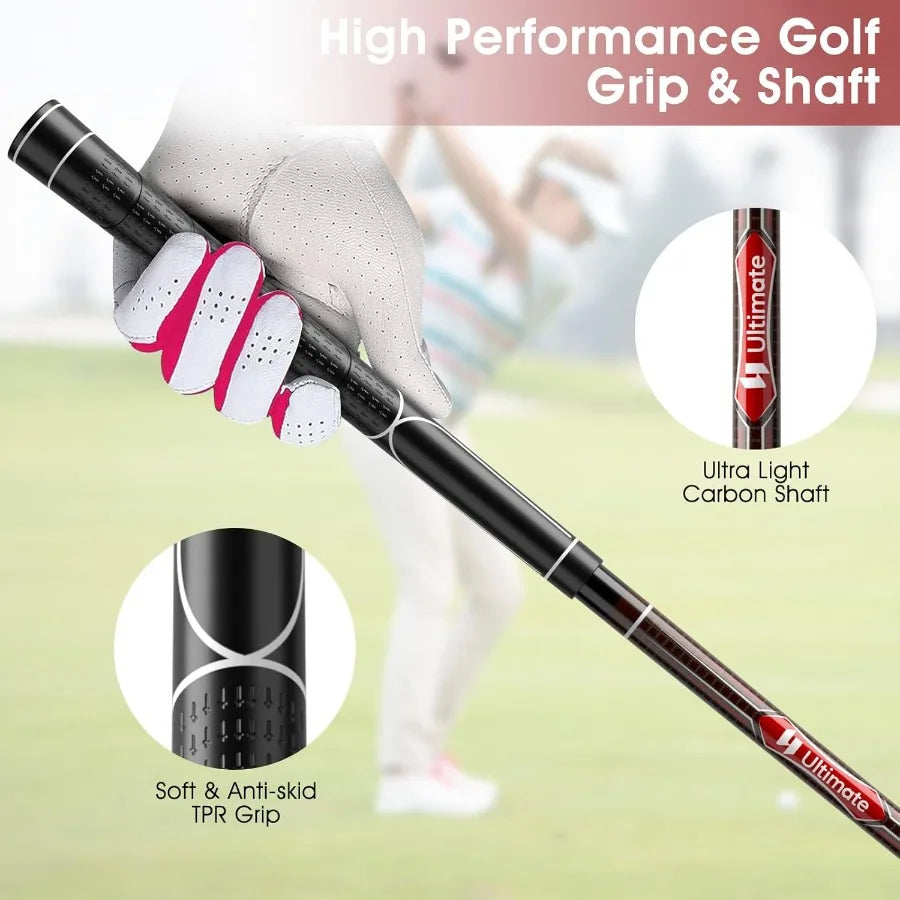 Women's Complete Golf Club Set 9/11pcs Right Handed Ladies Golf Clubs Set with 460cc Alloy Driver 3 Fairway Wood Hybrid 6/7/8/9