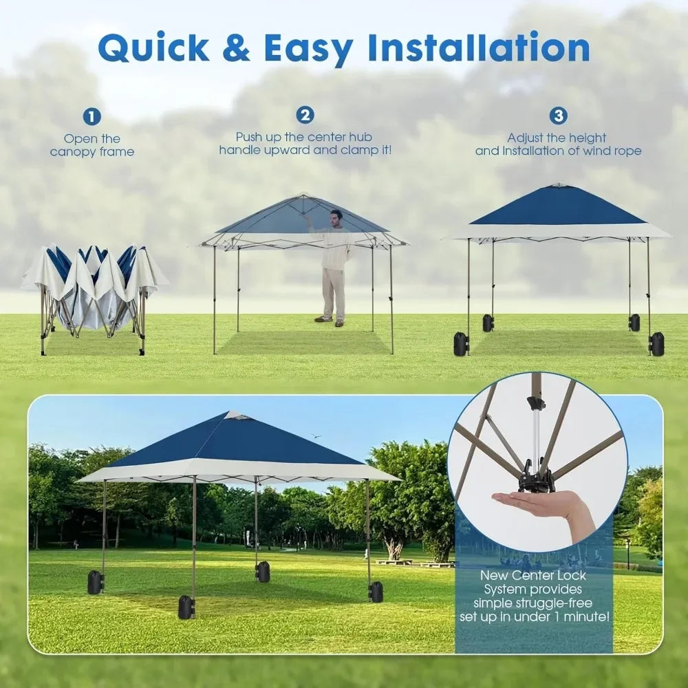 13x13 Instant Easy Pop Up Canopy,Portable Commercial Gazebo Camping Gazebo Tent Shelter with Wheeled Roller Carry Bag, Bonus We