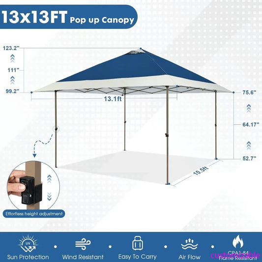 13x13 Instant Easy Pop Up Canopy,Portable Commercial Gazebo Camping Gazebo Tent Shelter with Wheeled Roller Carry Bag, Bonus We