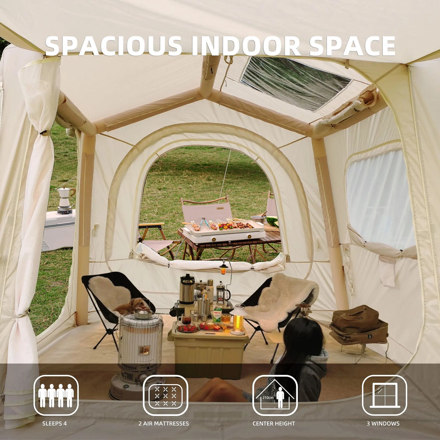 Inflatable Tents for Camping suv tent  Easy Setup Inflatable Tent Waterproof Air Glamping Tents for Camping Adult 4/6/8 Person