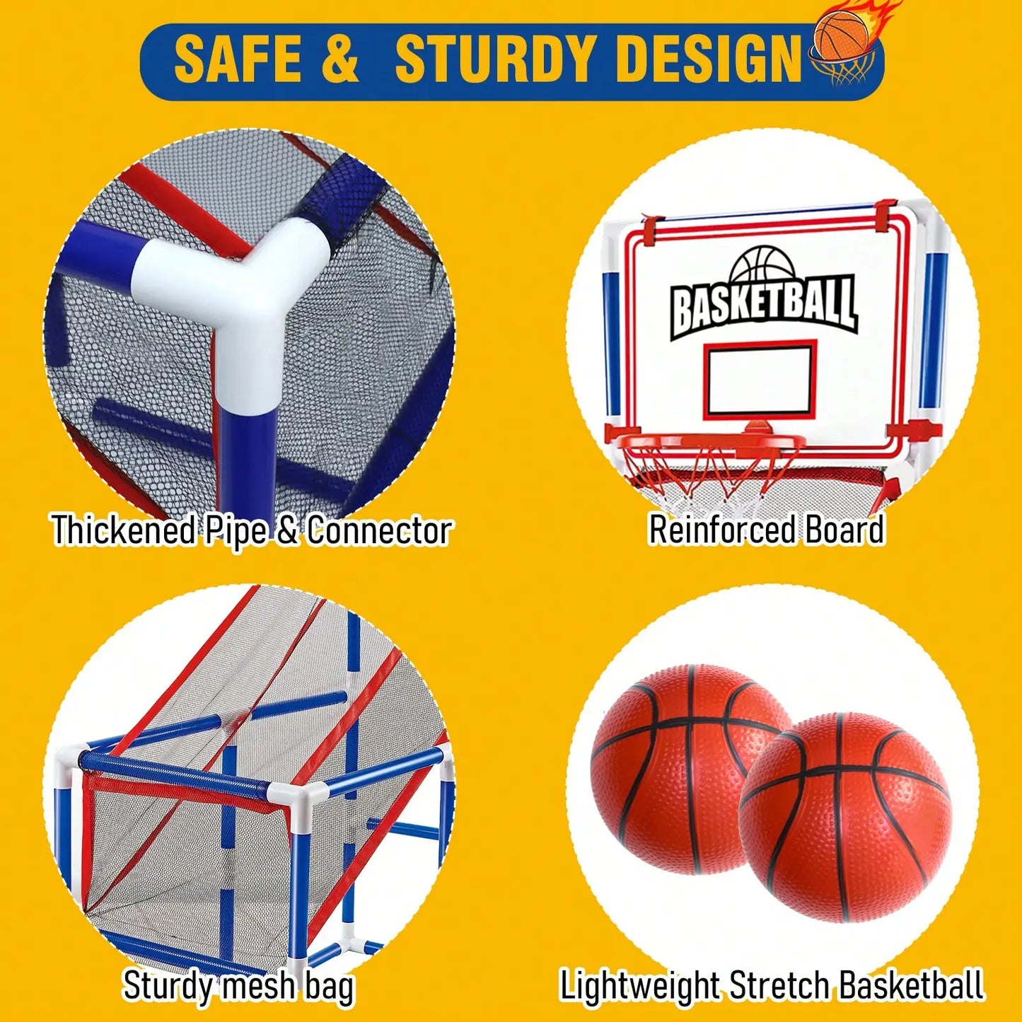 Kids Basketball Game Set With 4 Balls, Adjustable Toy Game Sport With Storage For 3 To 6 Years Old, Kids Basketball Hoop