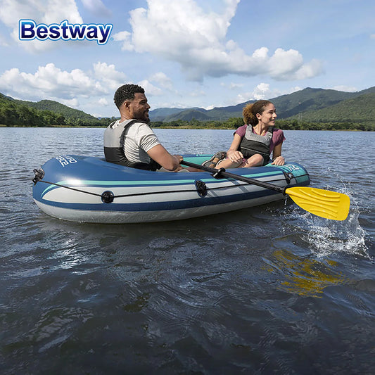 Bestway 61153 2 Person Inflatable Kayak - Durable PVC Material, Large Adventure Boat, Kit Format, Highly Buoyant and Stable