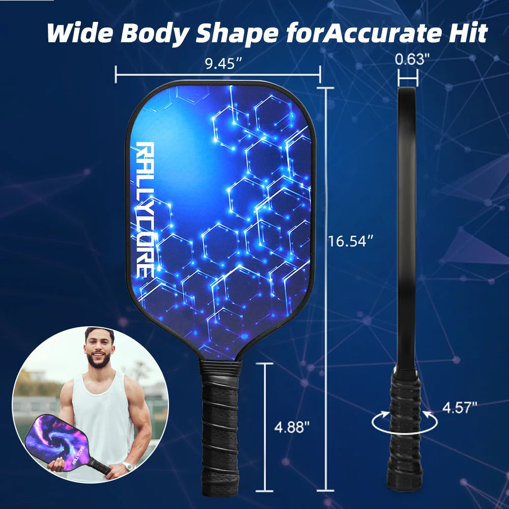 Premium Fiberglass Pickleball Paddles Set of 2 | High-Friction Surface Rackets for Enhanced Control - Perfect for Men & Women