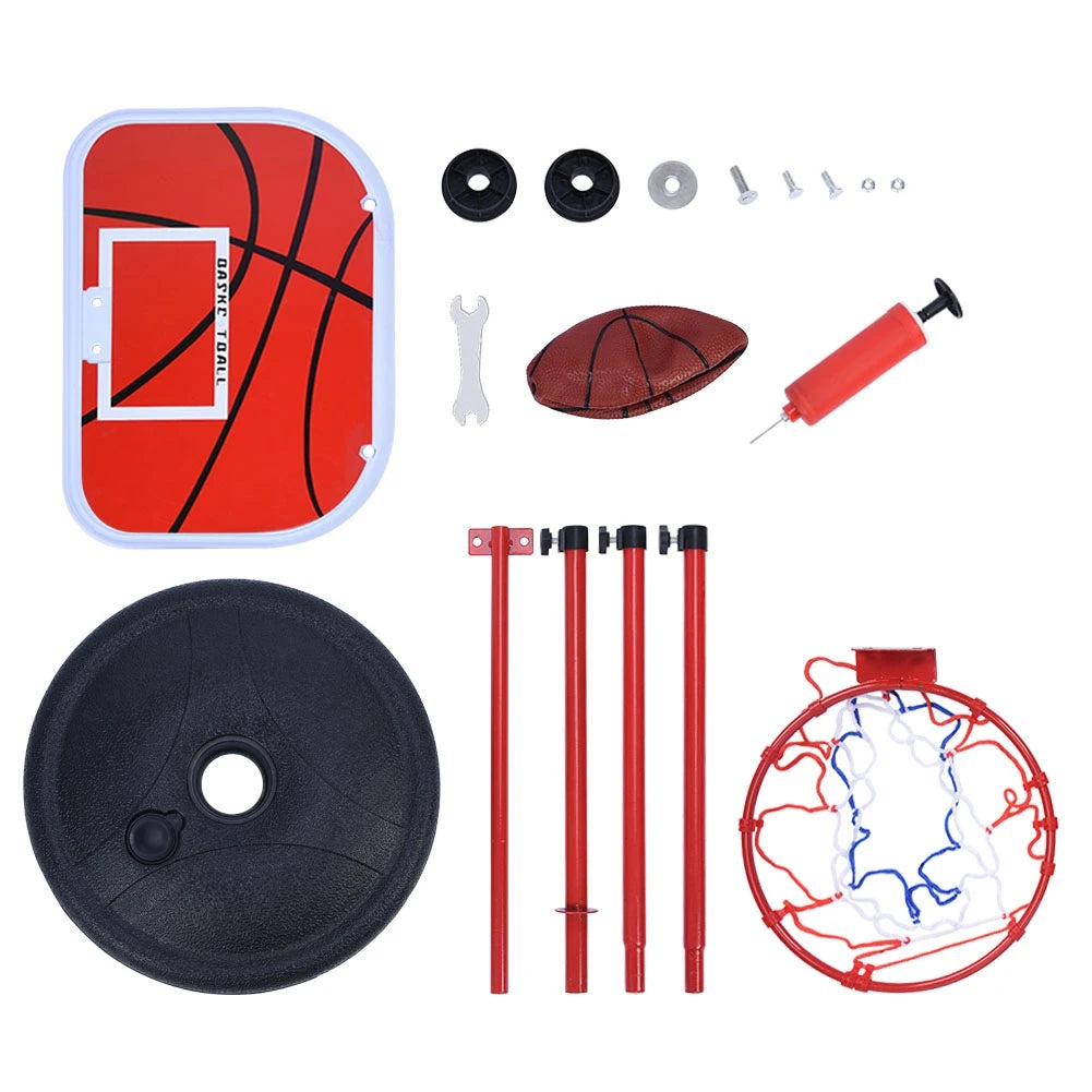 Basketball Stand System with Deflated Ball 63cm to 150cm Height Adjustable Basketball System Hoop Backboard Net Kit for Children