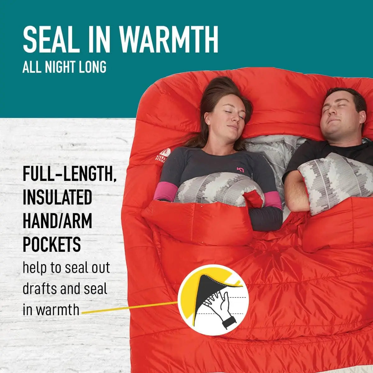 Zip-less synthetic 20 degree sleeping bag for car camping, festivals, etc. Double sleeping bag for couples